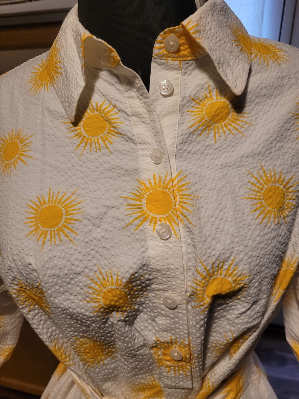 kate spade White and Yellow Sunburst Tie-Waist Mini Dress - Picture 3 of 8